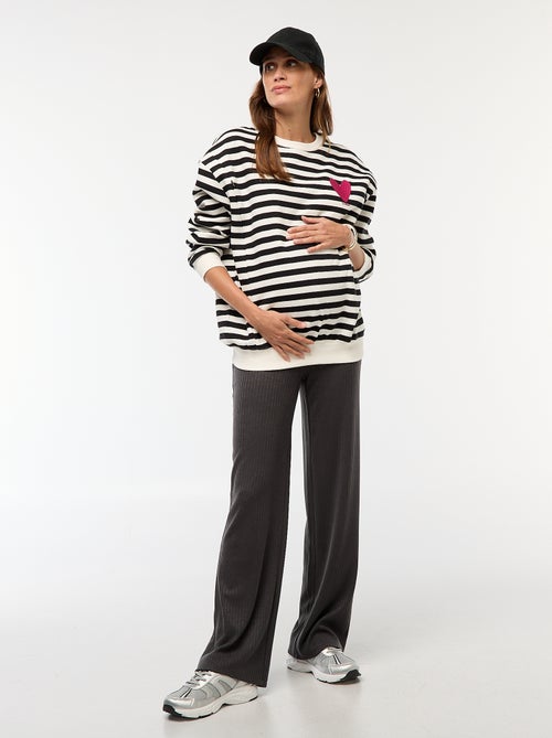 Pantalon de maternité large en rib - Kiabi