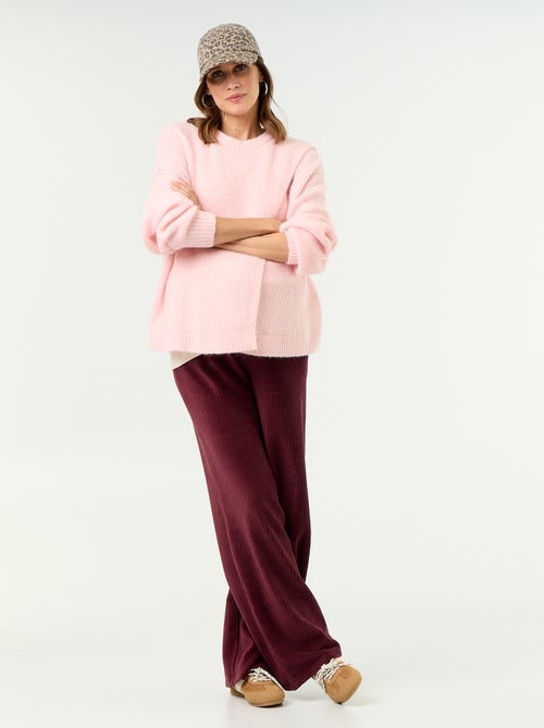 Pantalon de maternité large en velours côtelé - Kiabi