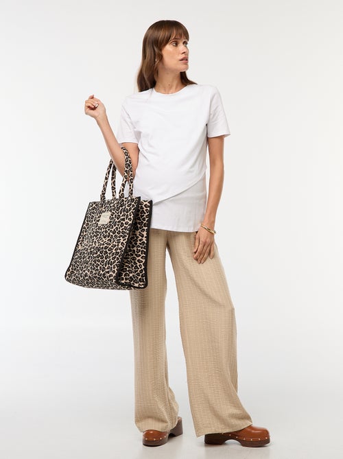 Pantalon de maternité large rayé - Kiabi
