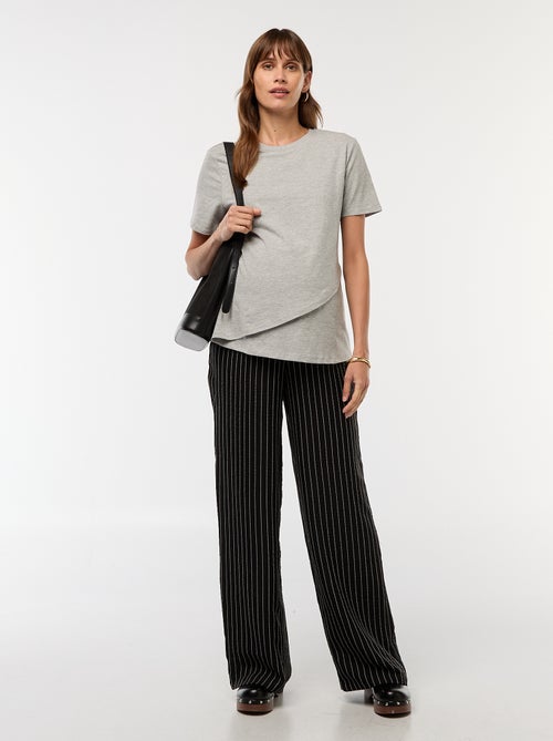Pantalon de maternité large rayé - Kiabi