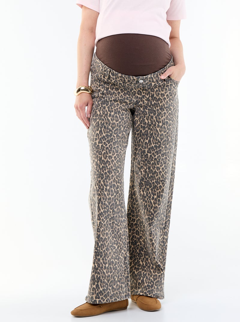 Pantalon de maternité wide leg Beige - Kiabi