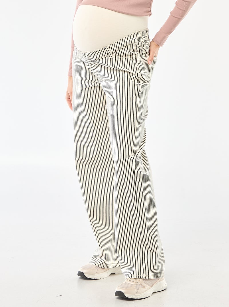 Pantalon de maternité wide leg Blanc rayé - Kiabi