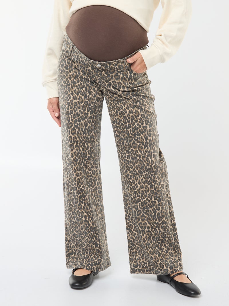 Pantalon de maternité wide leg imprimé léopard Léopard - Kiabi