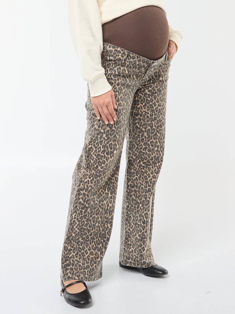 Pantalon de maternité wide leg imprimé léopard Léopard - Kiabi