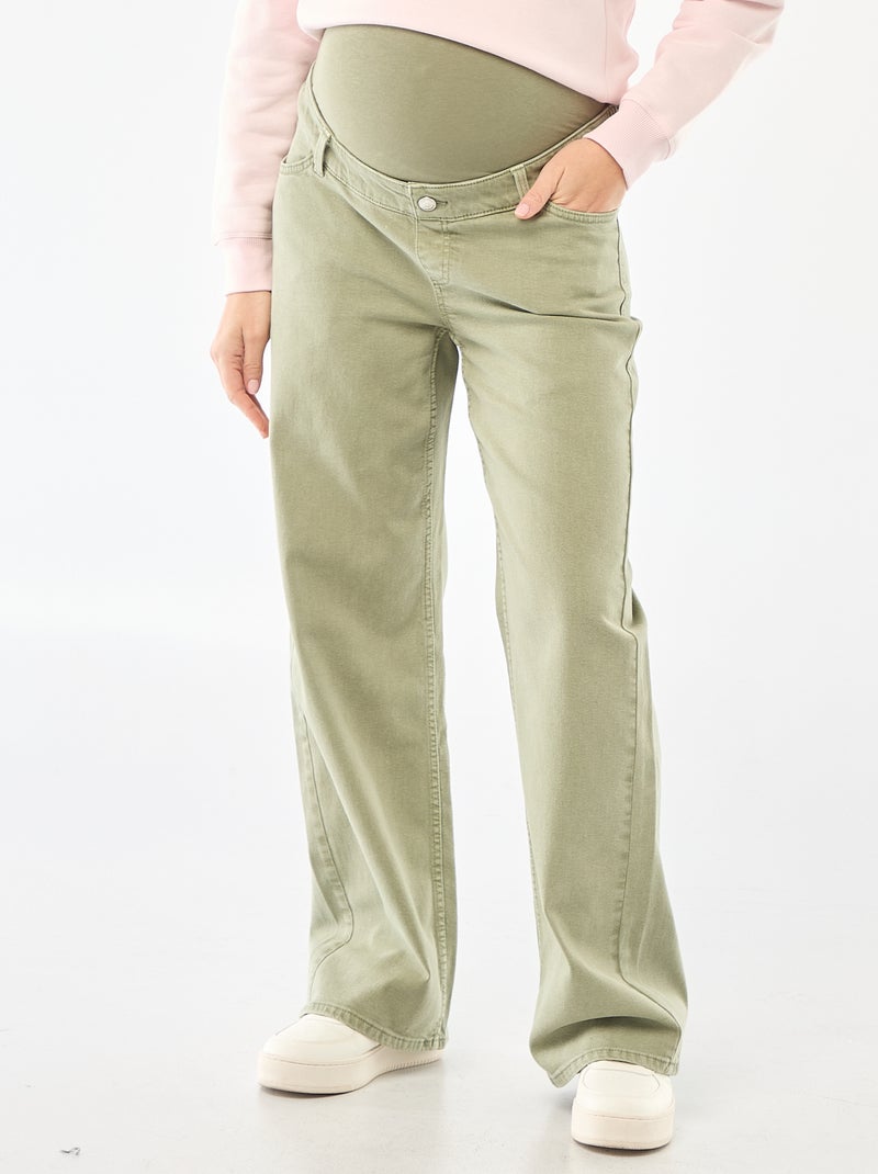 Pantalon de maternité wide leg Kaki - Kiabi