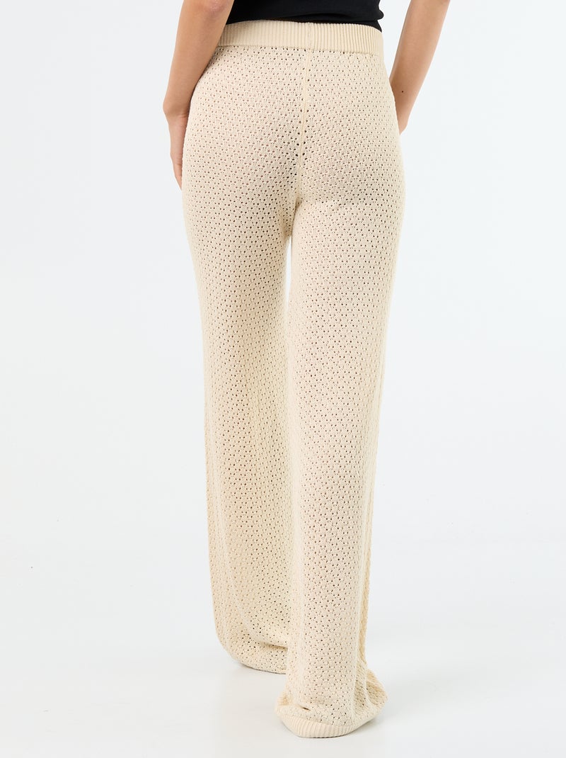 Pantalon de plage en maille crochet Beige - Kiabi