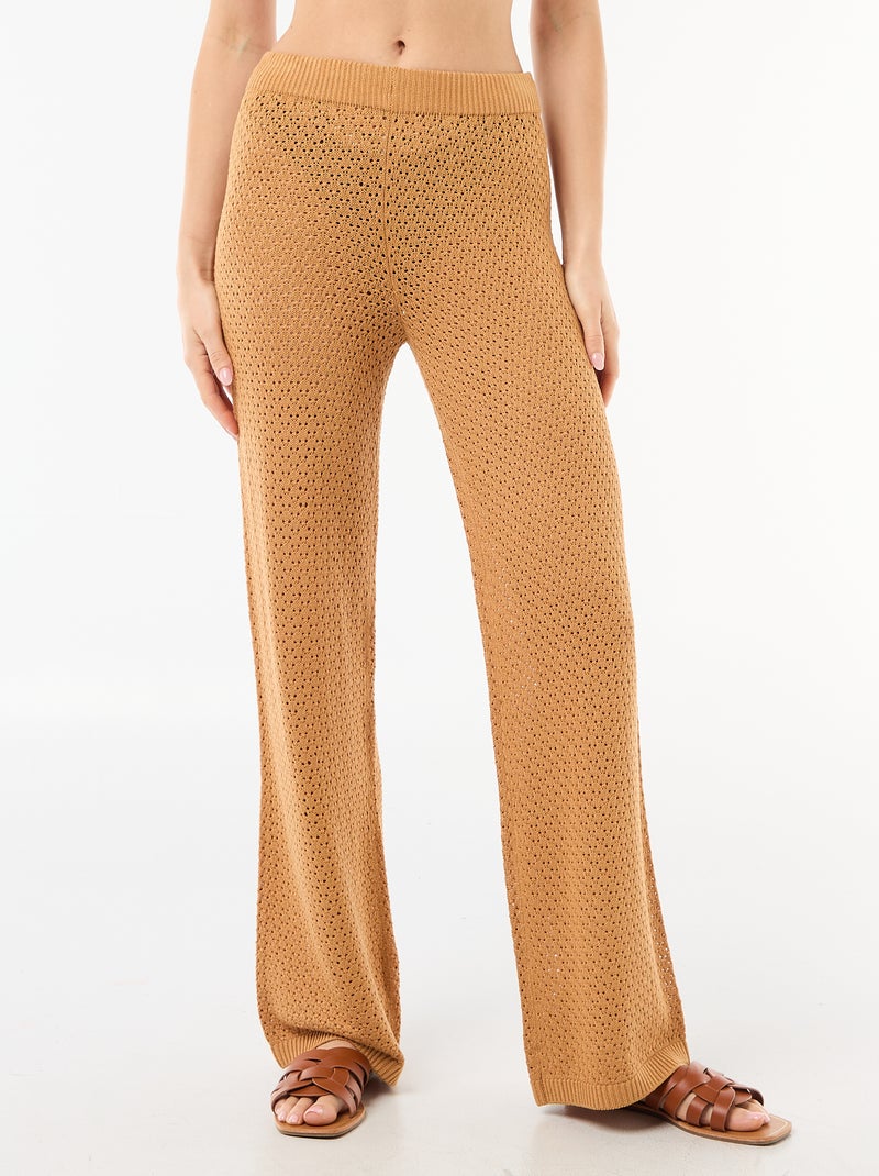 Pantalon de plage en maille crochet Marron - Kiabi