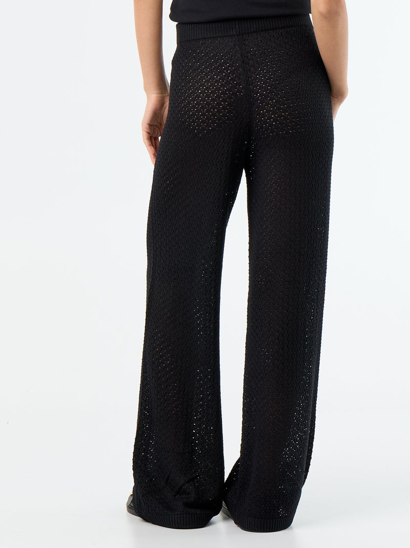 Pantalon de plage en maille crochet Noir - Kiabi