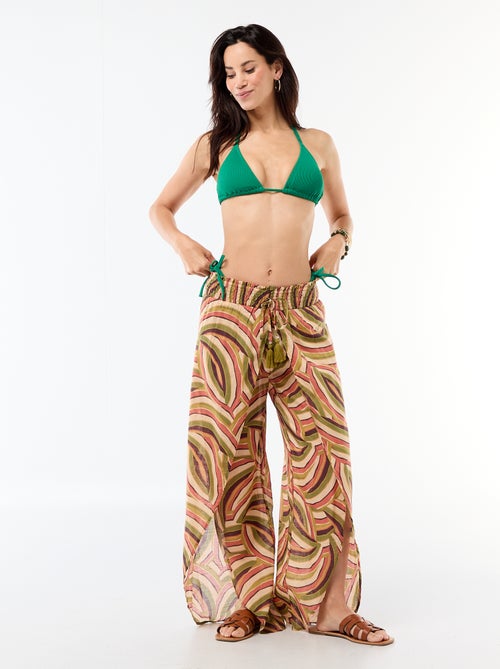 Pantalon de plage en viscose imprimée - Kiabi