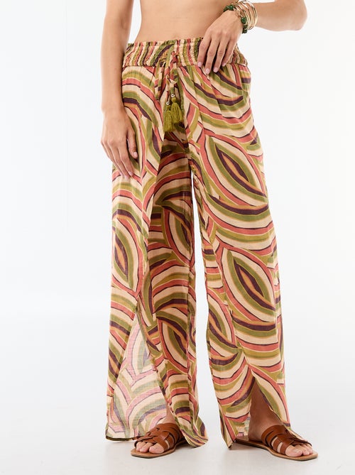 Pantalon de plage en viscose imprimée - Kiabi