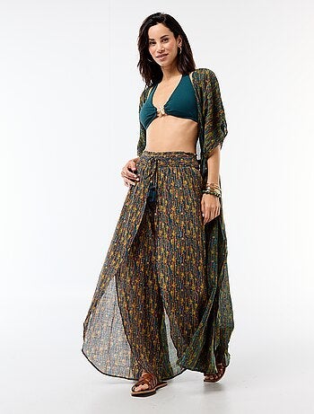 Pantalon de plage en viscose imprimée