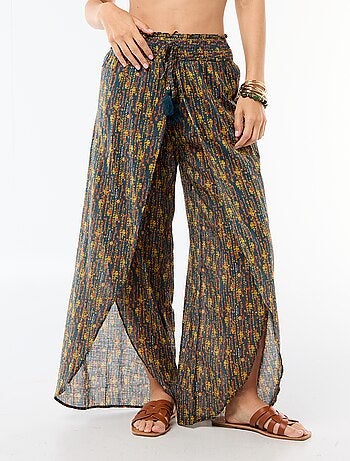 Pantalon de plage en viscose imprimée