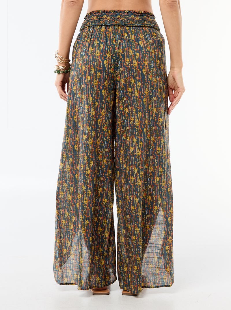 Pantalon de plage en viscose imprimée Bleu - Kiabi