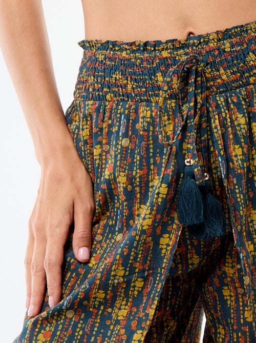 Pantalon de plage en viscose imprimée - Kiabi