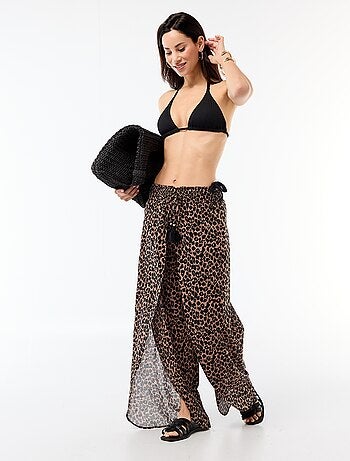 Pantalon de plage en viscose imprimée