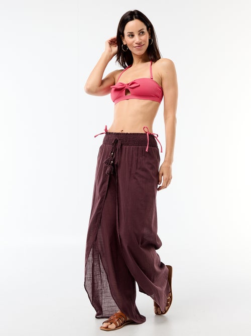 Pantalon de plage en viscose imprimée - Kiabi