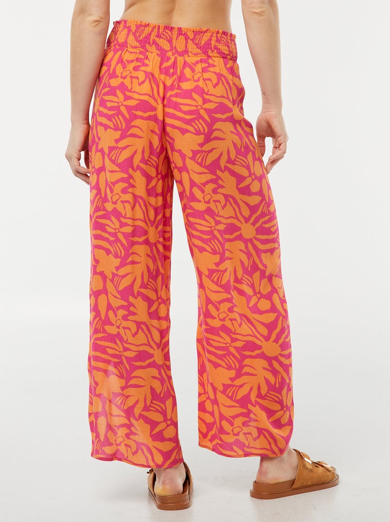 Pantalon de plage imprimé feuillage Rose/orange - Kiabi