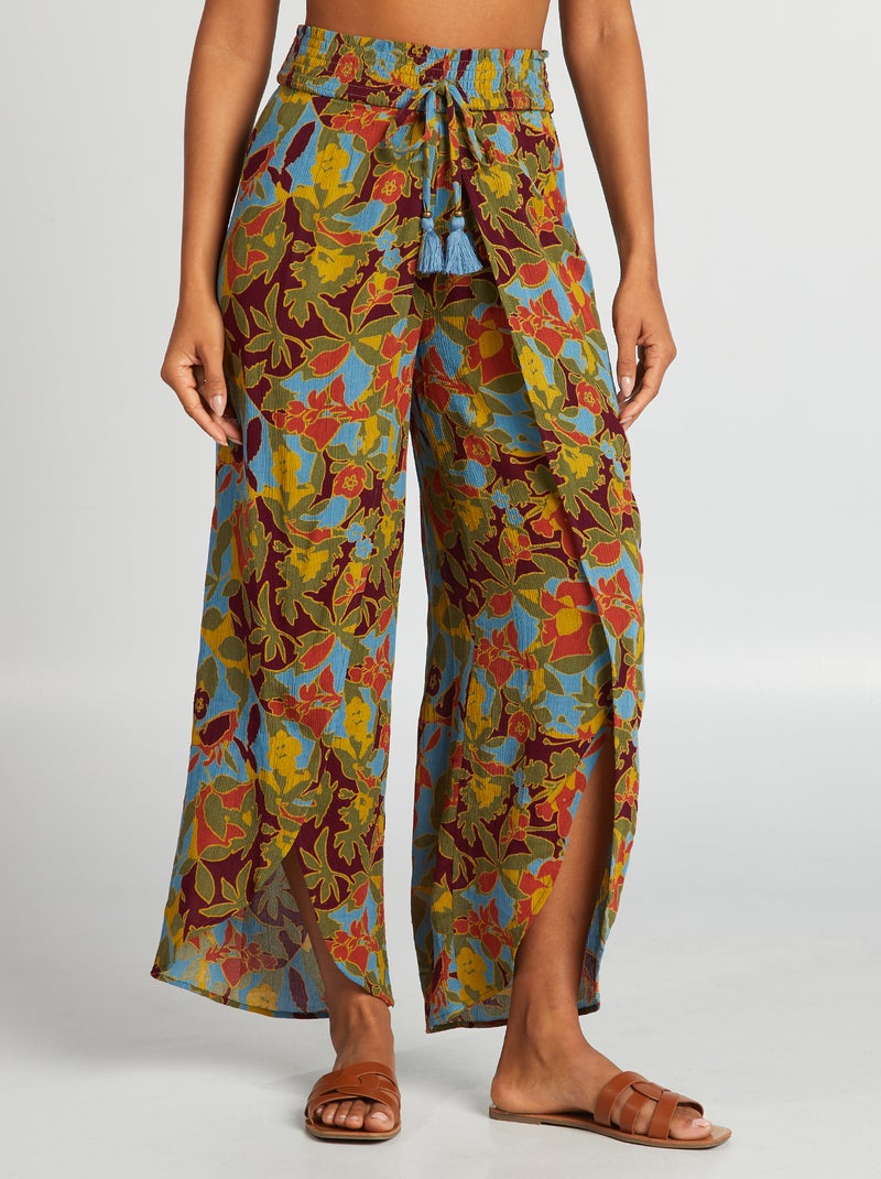 Pantalon de plage large imprimé Imprimé tropical - Kiabi