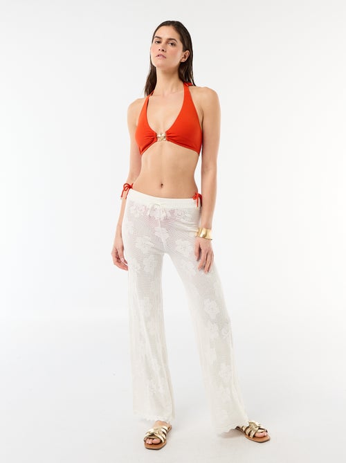 Pantalon de plage maille crochet fleuri - Kiabi