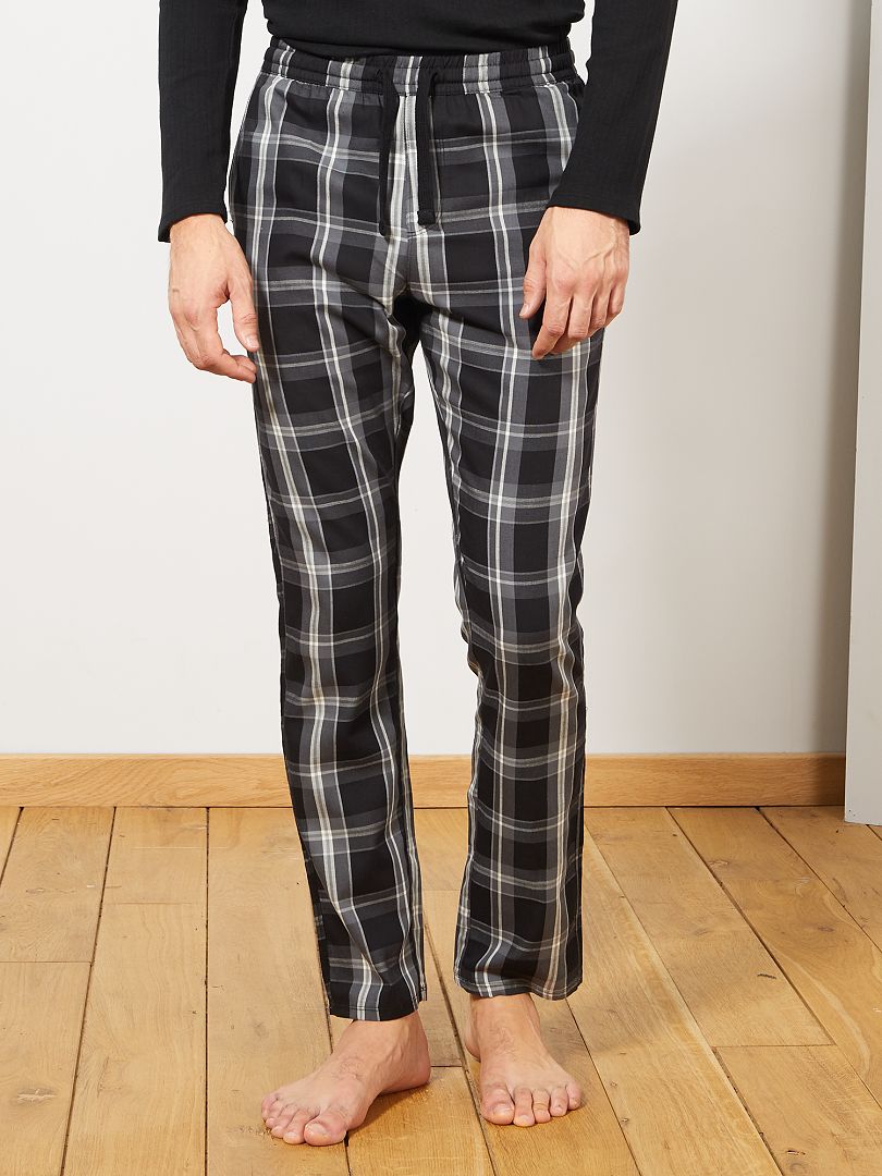 Pantalon de pyjama à carreaux noir/gris - Kiabi