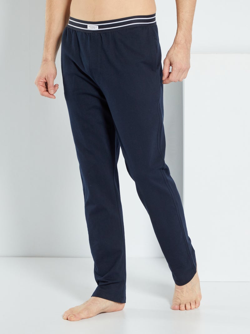 Pantalon de pyjama en french terry bleu marine - Kiabi