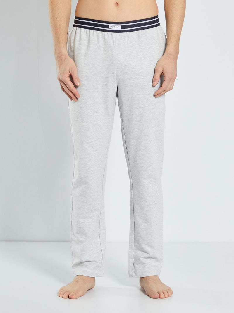 Pantalon de pyjama en french terry gris chiné - Kiabi