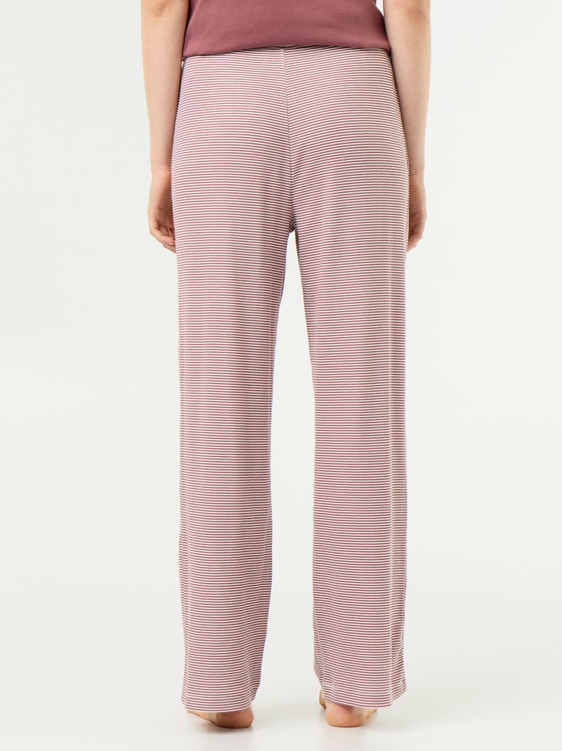 Pantalon de pyjama en maille côtelée Marron clair - Kiabi