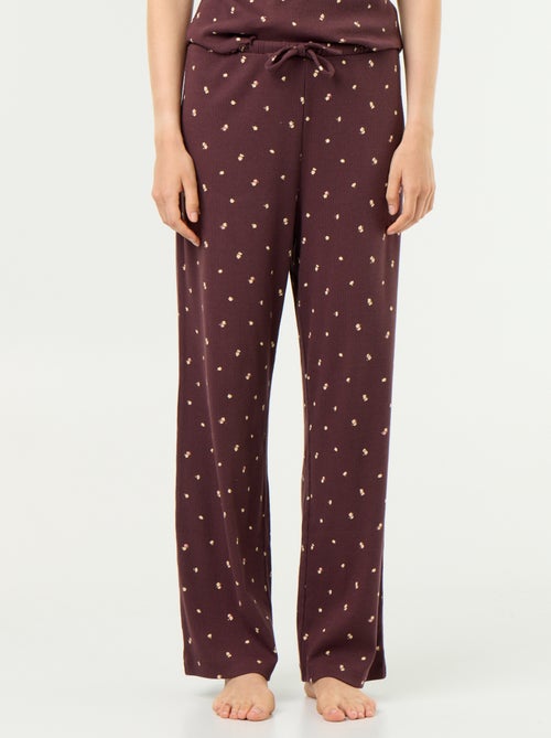 Pantalon de pyjama en maille côtelée - Kiabi