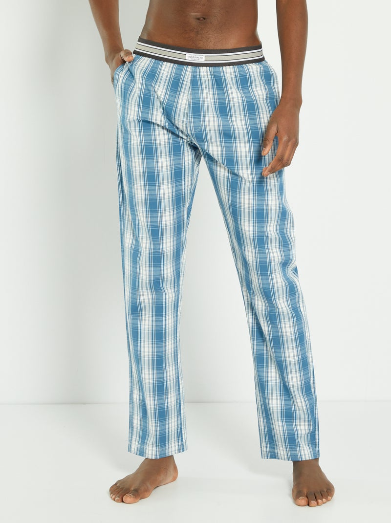 Pantalon de pyjama en twill imprimé bleu - Kiabi