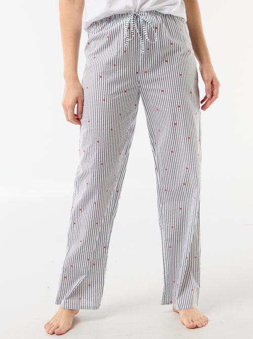 Pantalon de pyjama en voile de coton imprimé - Kiabi