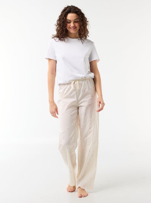 Pantalon de pyjama en voile de coton imprimé - Kiabi