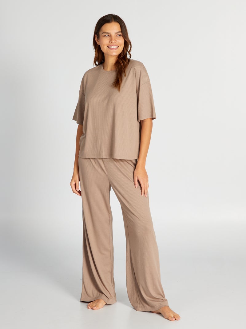 Pantalon de pyjama fluide Beige - Kiabi