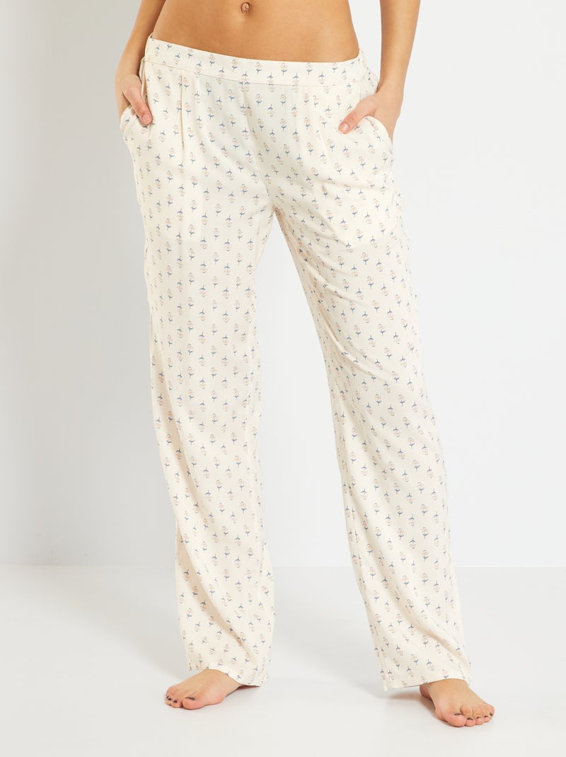 Pantalon de pyjama fluide imprimé rose pale - Kiabi