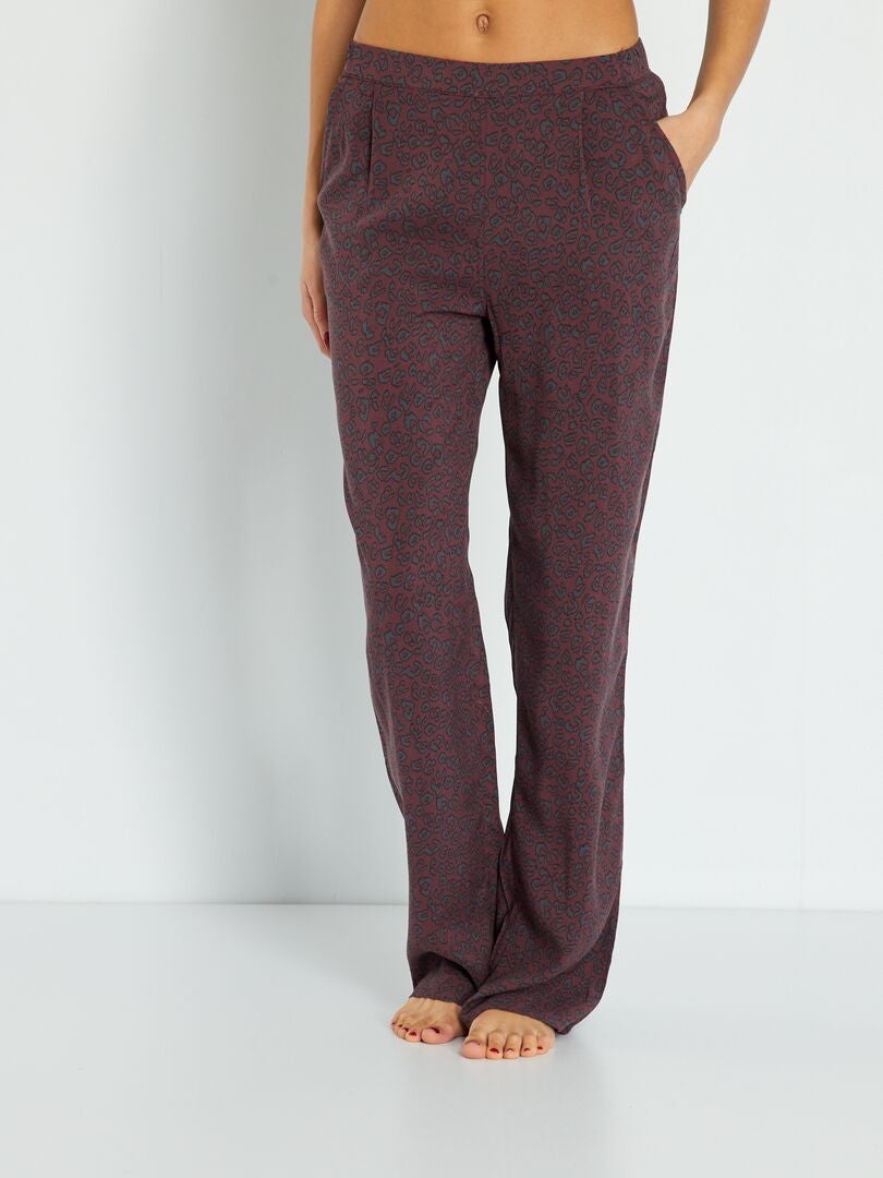 Pantalon de pyjama fluide Marron - Kiabi