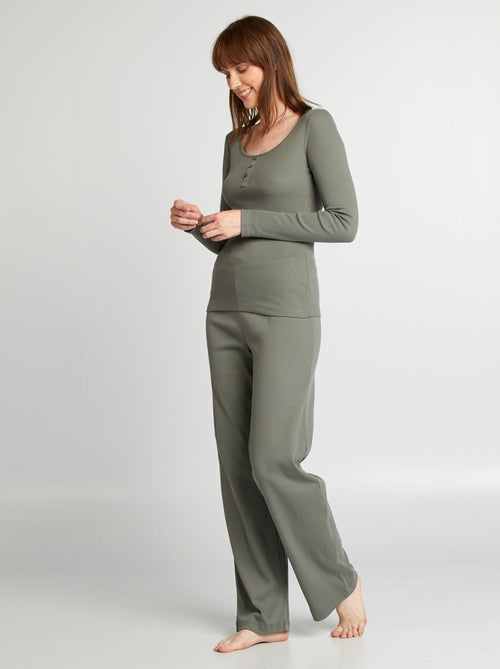 Pantalon de pyjama large rib - Kiabi