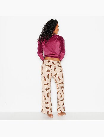 Pantalon de pyjama velours fluffy - rougegorge lingerie
