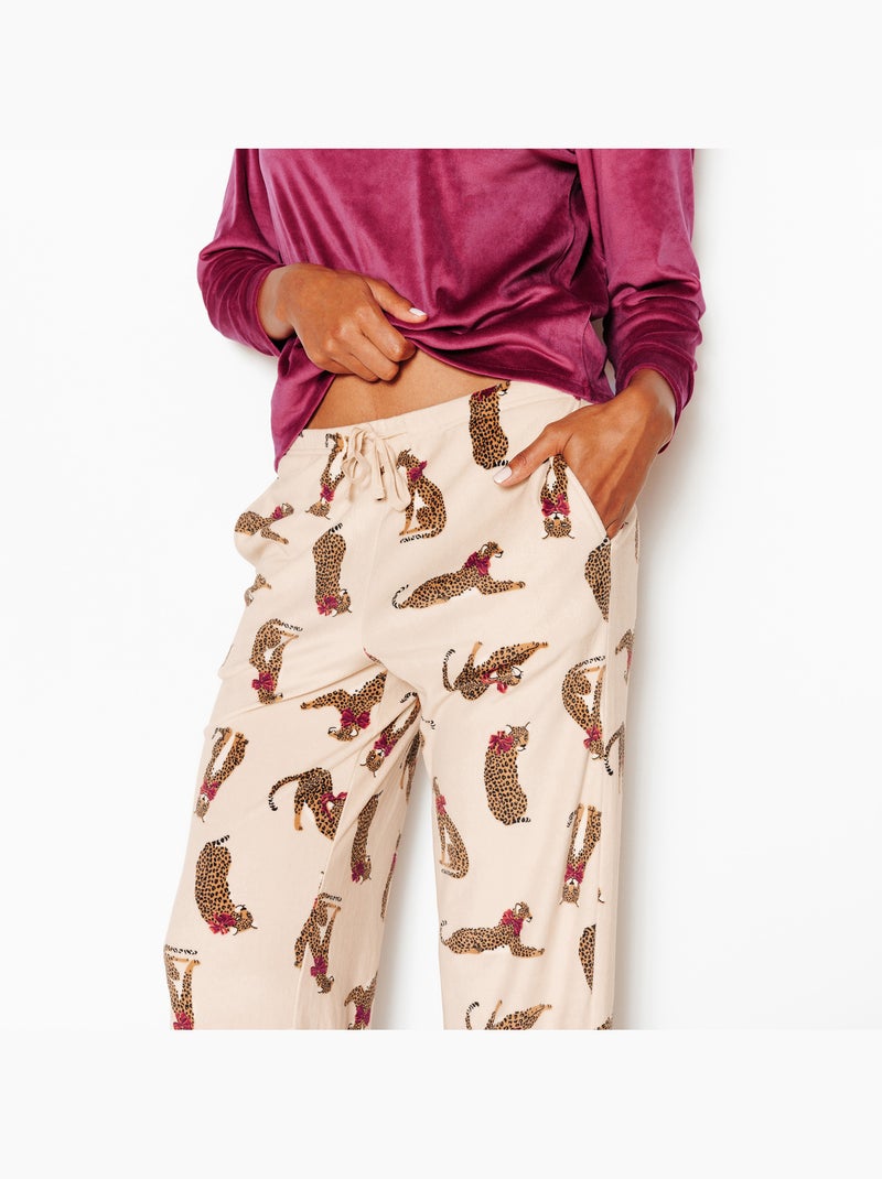Pantalon de pyjama velours fluffy - rougegorge lingerie Rouge - Kiabi