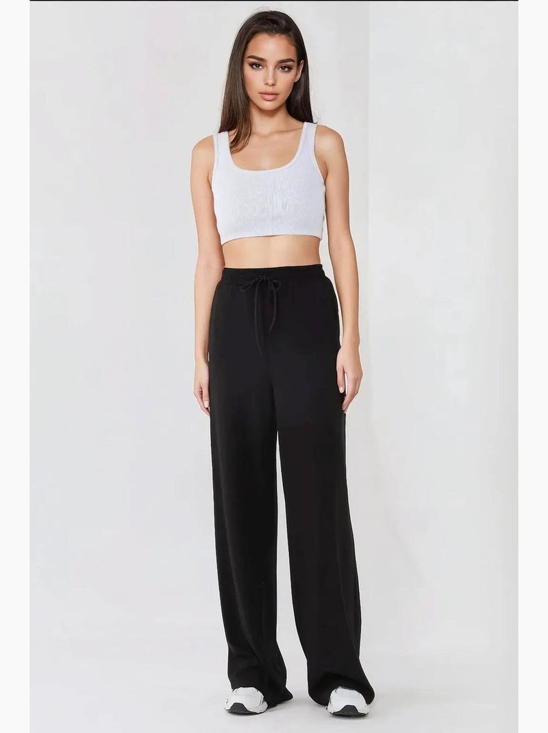 Pantalon de survêtement à jambe large et taille élastique hiccup Noir - Kiabi