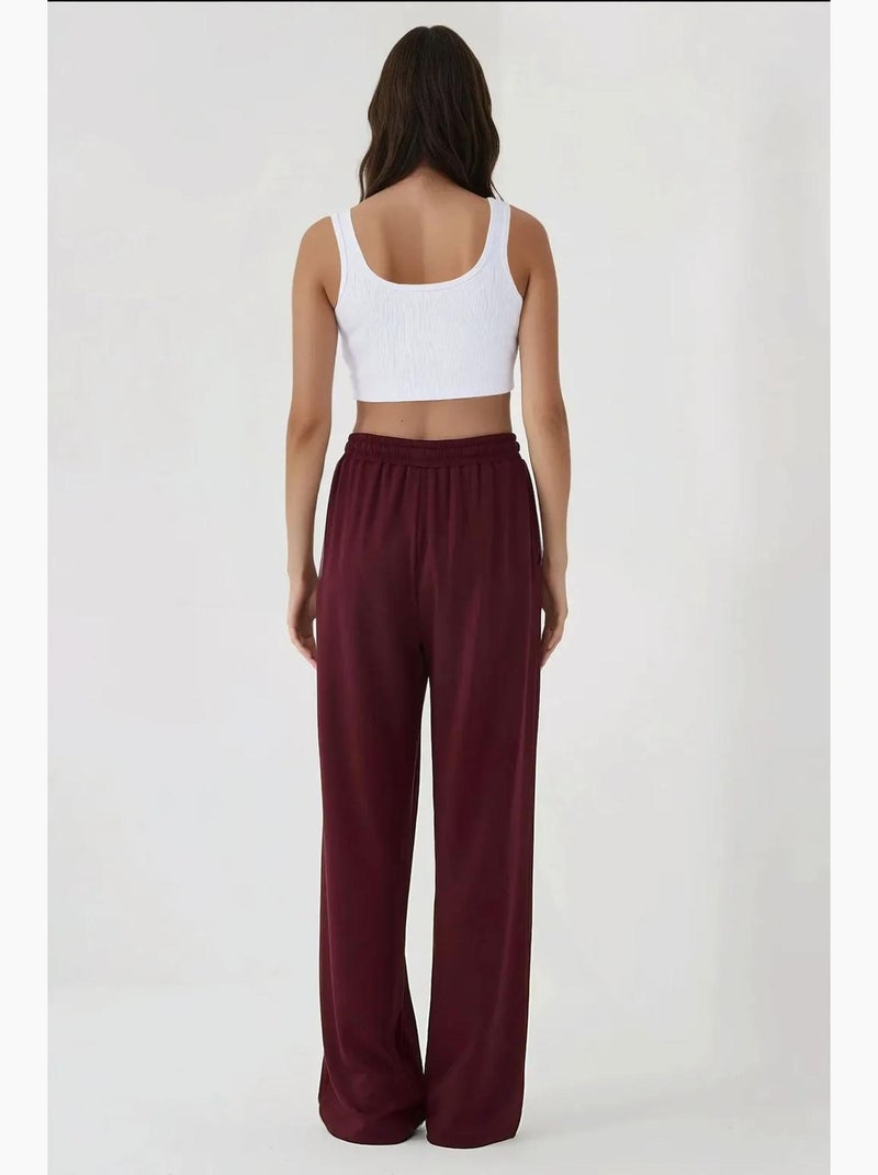 Pantalon de survêtement à jambe large et taille élastique hiccup Rouge - Kiabi