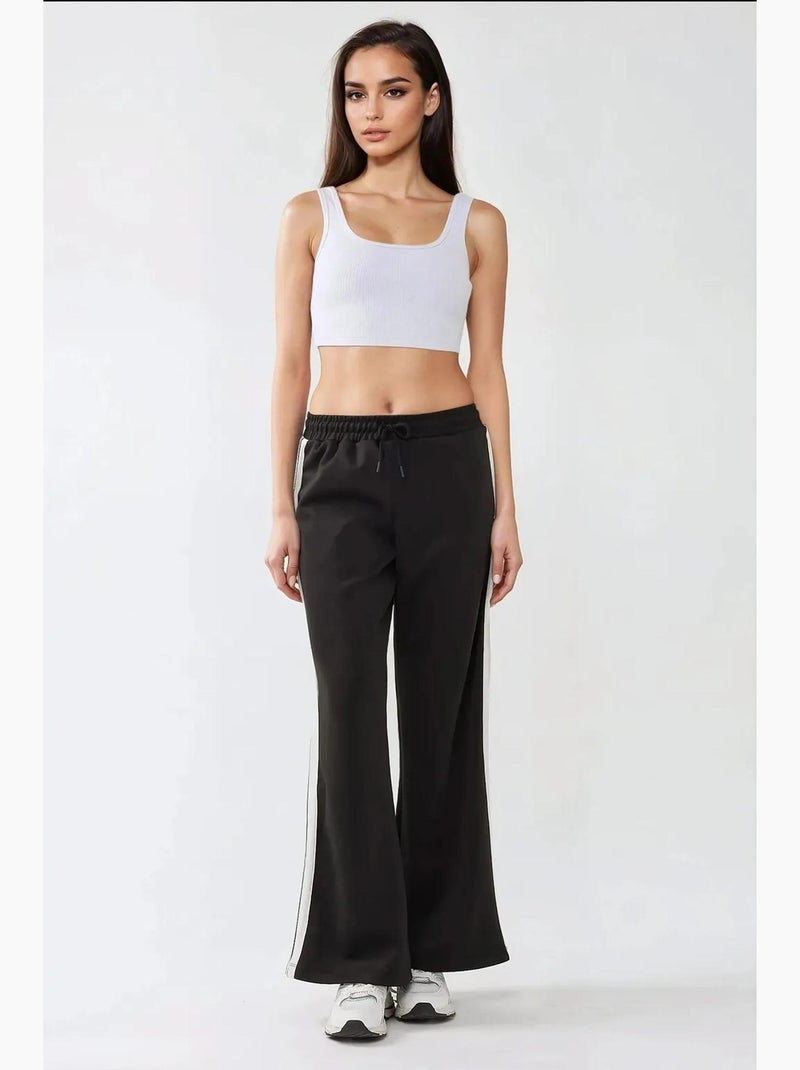 Pantalon de survêtement à rayures à jambes larges hiccup Noir - Kiabi