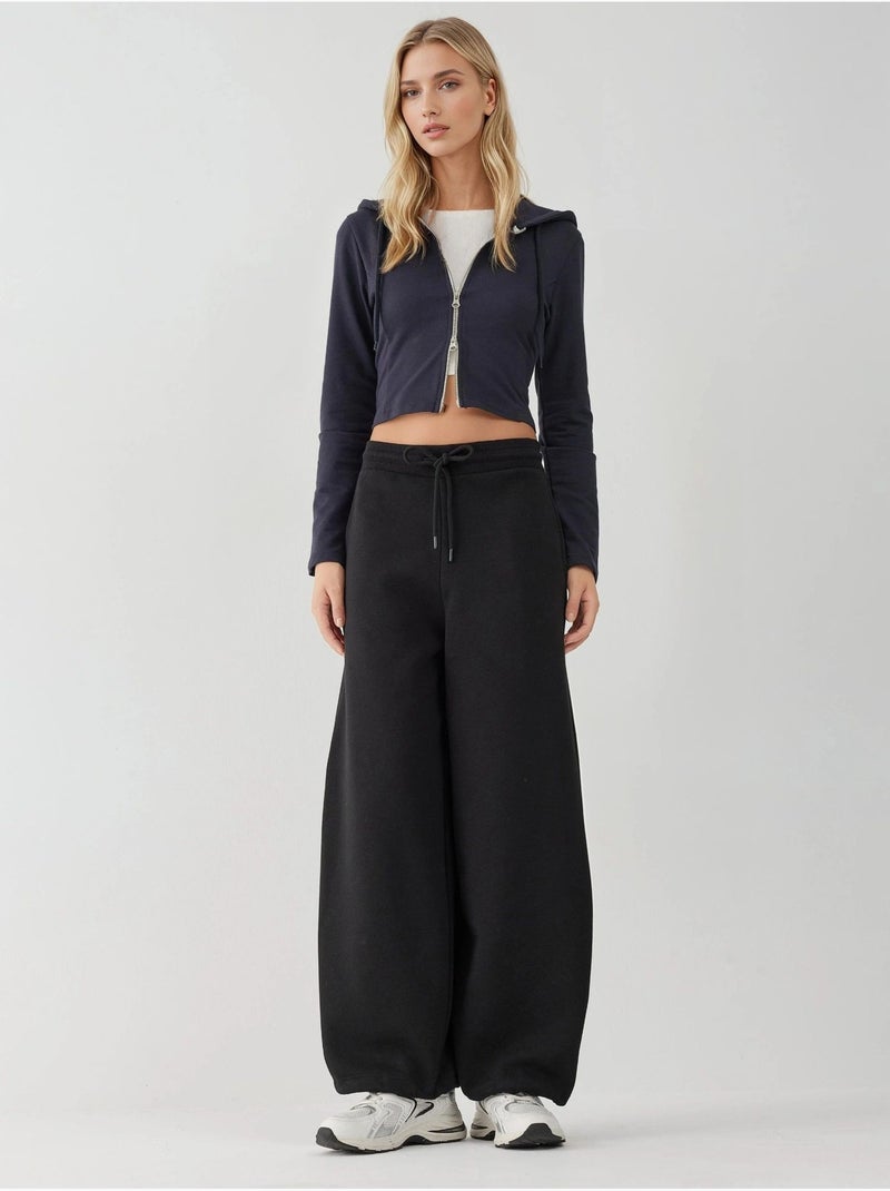 Pantalon de survêtement basique à coupe ajustée et surélevée hiccup Noir - Kiabi