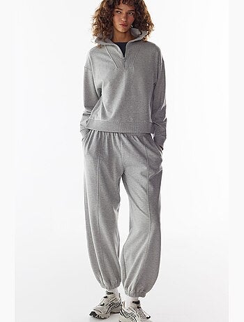 Pantalon de survêtement coupe ballon, molletonné, détails de couture penti