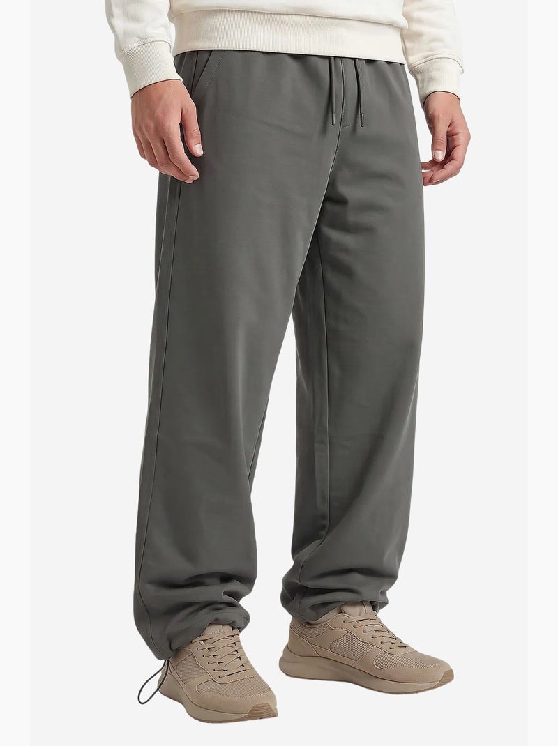 Pantalon de survêtement homme en mélange de coton tommy Gris Noir - Kiabi