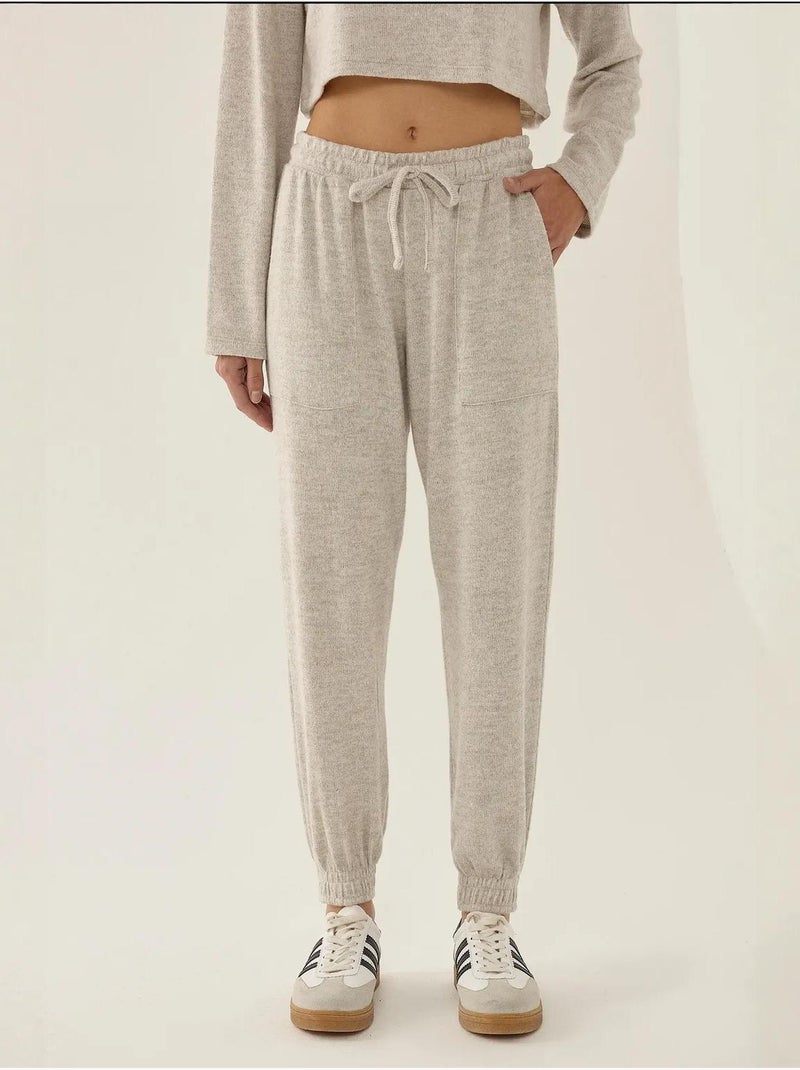 Pantalon de survêtement tricoté à taille élastique Beige naturel - Kiabi