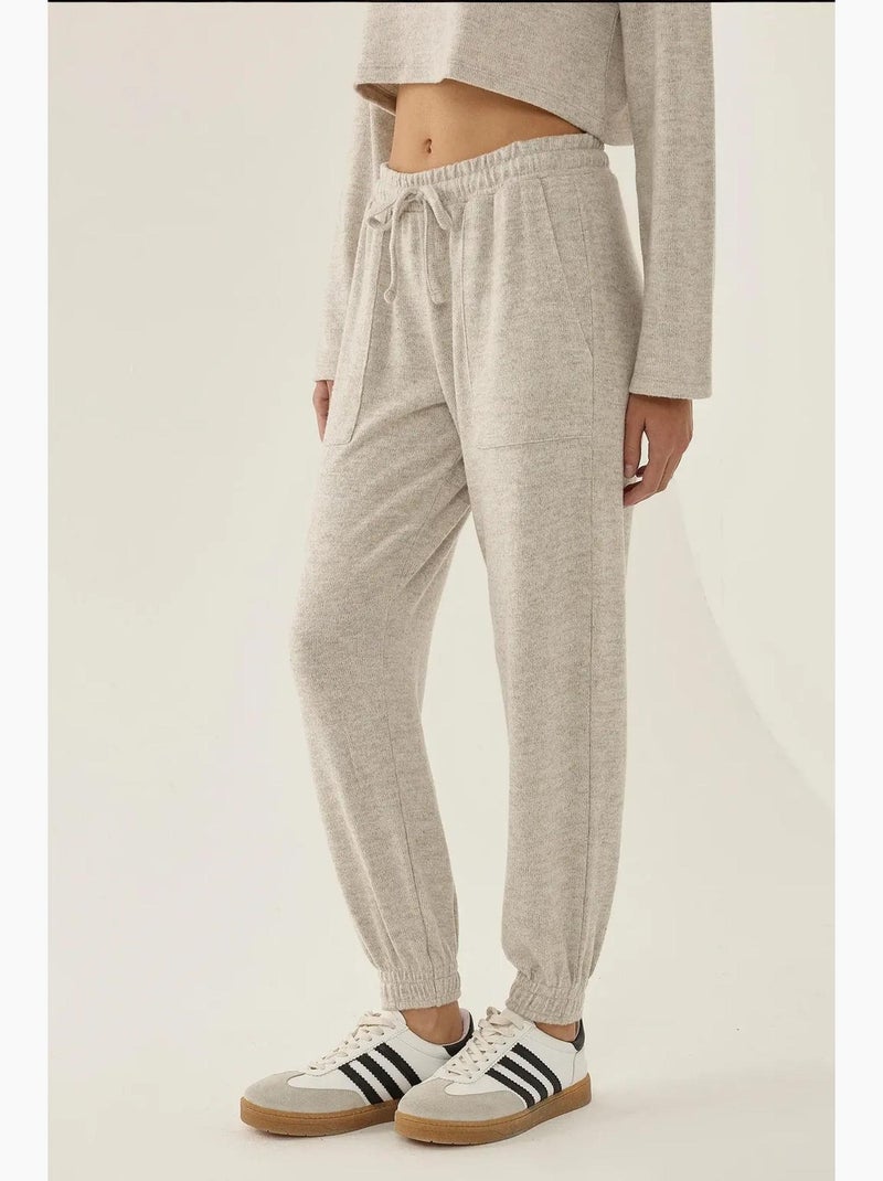 Pantalon de survêtement tricoté à taille élastique hiccup Beige naturel - Kiabi
