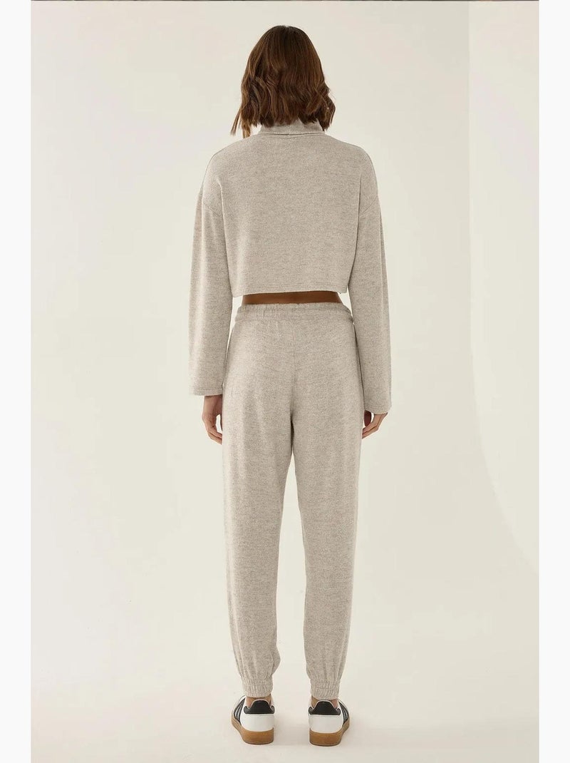 Pantalon de survêtement tricoté à taille élastique hiccup Beige naturel - Kiabi
