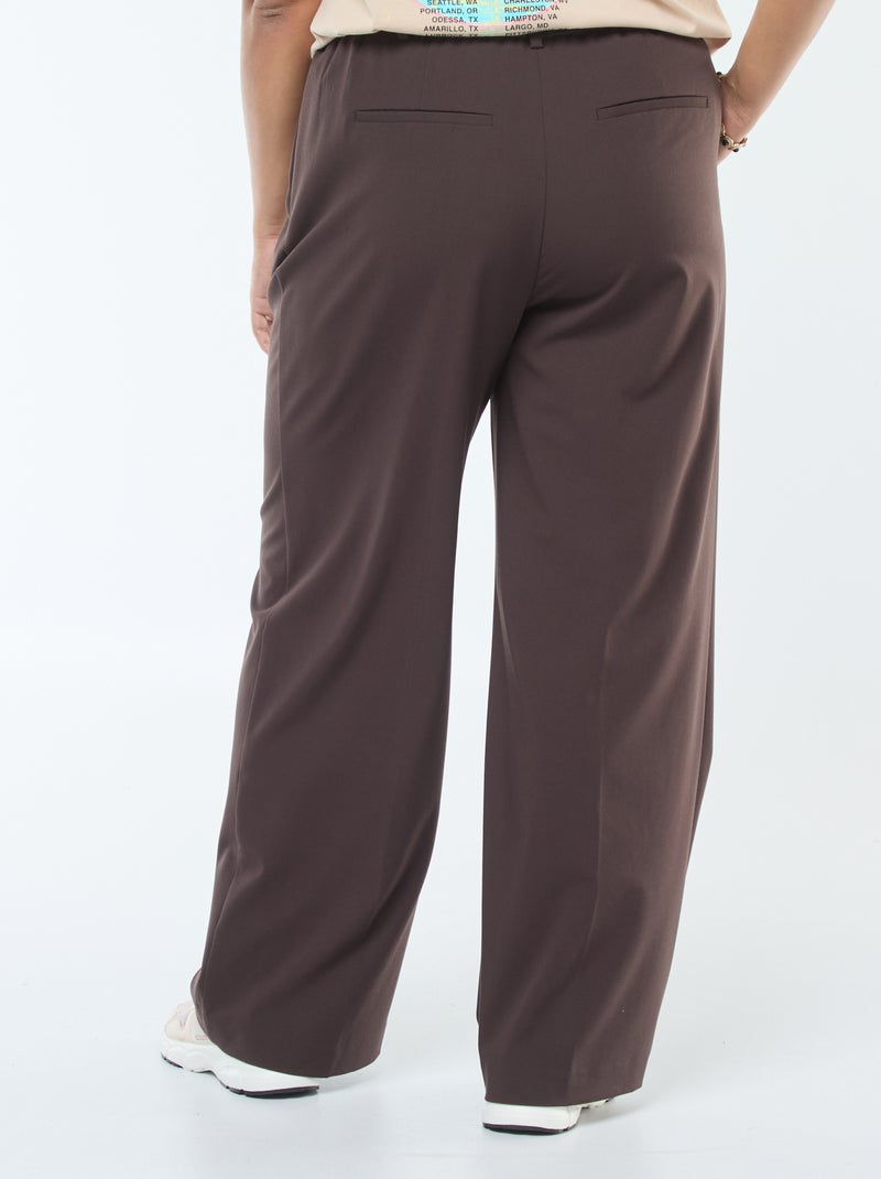 Pantalon de tailleur à taille haute et coupe large / wide leg Marron - Kiabi