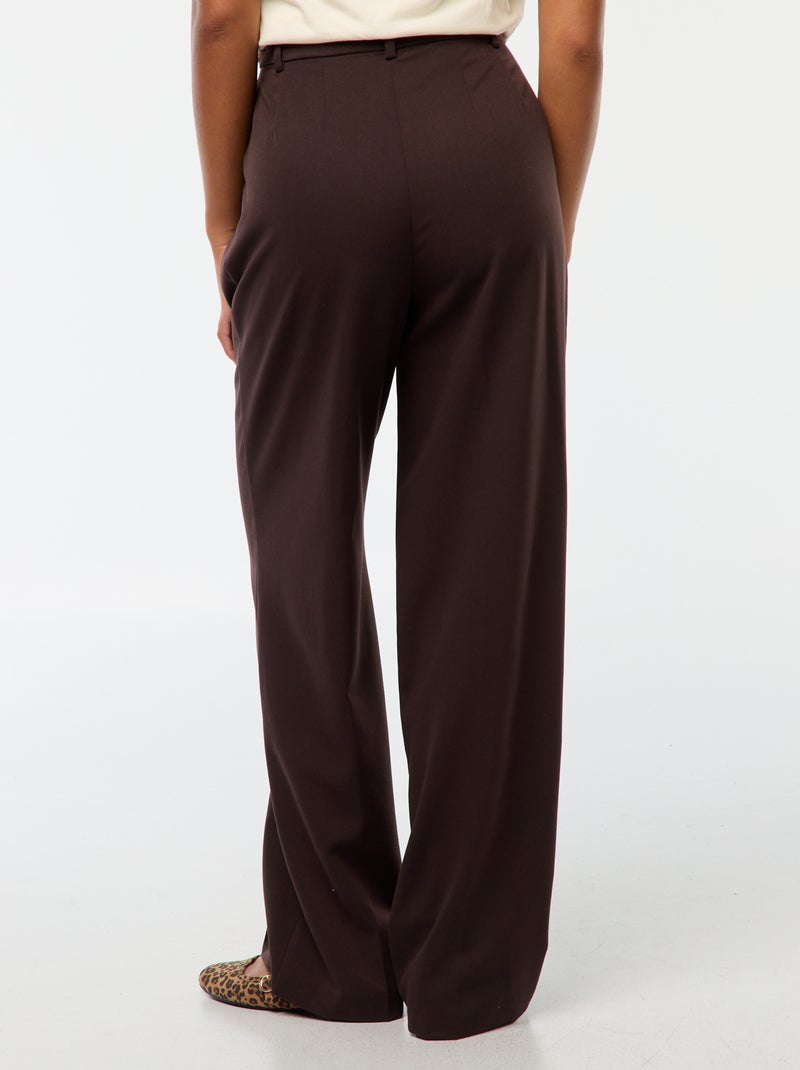 Pantalon de tailleur coupe large Marron - Kiabi