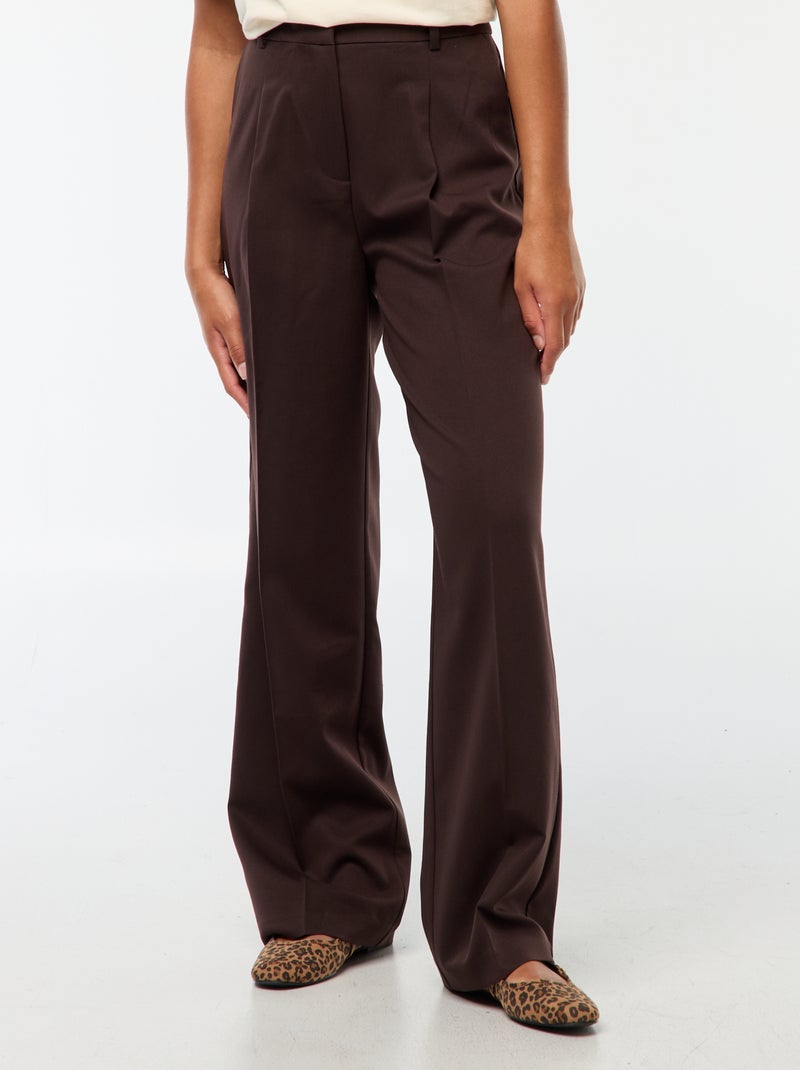 Pantalon de tailleur coupe large Marron - Kiabi