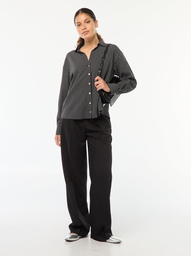 Pantalon de tailleur coupe large Noir - Kiabi